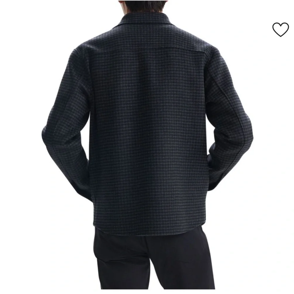 THEORY Houndstooth Wool-Cashmere Shirt Jacket size L - Picture 4 of 8